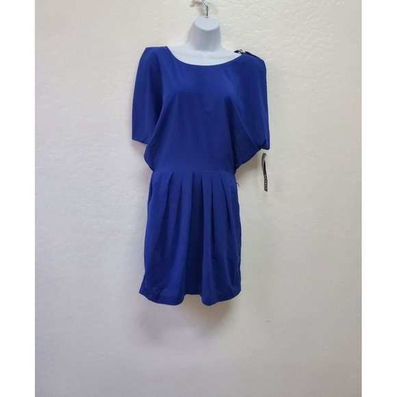 XOXO Dresses Xoxo Blue Irresistible Flirt Semi Open Back Pleated